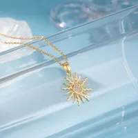 Stainless Steel Titanium Steel 18K Gold Plated Elegant Plating Inlay Sun Heart Shape Eye Zircon Pendant Necklace main image 9