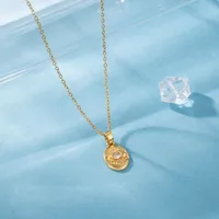Stainless Steel Titanium Steel 18K Gold Plated Elegant Plating Inlay Sun Heart Shape Eye Zircon Pendant Necklace main image 3