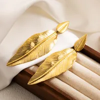 1 Pair Cool Style Round Leaves Flower Pleated Stainless Steel Drop Earrings main image 4