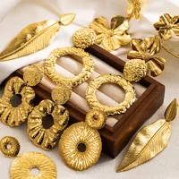 1 Pair Cool Style Round Leaves Flower Pleated Stainless Steel Drop Earrings main image 1