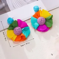 1 Pair Elegant Flower Raffia Iron Drop Earrings sku image 1