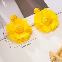 1 Pair Elegant Flower Raffia Iron Drop Earrings main image 5