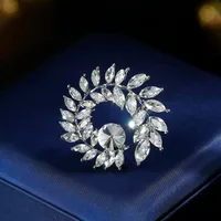 Lady Leaf Alloy Plating Inlay Artificial Crystal Unisex Brooches main image 4