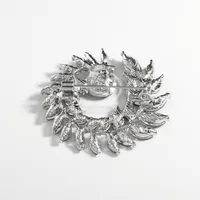 Lady Leaf Alloy Plating Inlay Artificial Crystal Unisex Brooches main image 5