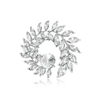 Lady Leaf Alloy Plating Inlay Artificial Crystal Unisex Brooches sku image 1