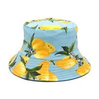 Unisex Casual Sunflower Lemon Flat Eaves Bucket Hat sku image 1