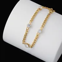 Simple Style Round 304 Stainless Steel 18K Gold Plated Artificial Rhinestones Bracelets In Bulk main image 3
