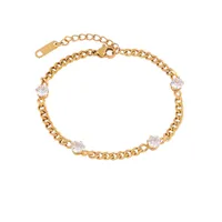 Simple Style Round 304 Stainless Steel 18K Gold Plated Artificial Rhinestones Bracelets In Bulk main image 5