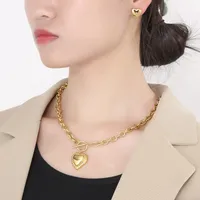 Titanium Steel 18K Gold Plated Modern Style Plating Heart Shape Earrings Necklace main image 5
