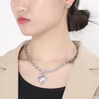 Titanium Steel 18K Gold Plated Modern Style Plating Heart Shape Earrings Necklace main image 3