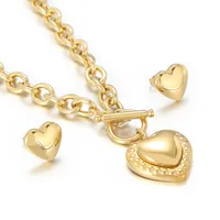 Titanium Steel 18K Gold Plated Modern Style Plating Heart Shape Earrings Necklace sku image 1