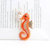 Exaggerated Funny Hippocampus Alloy Inlay Artificial Pearls Rhinestones Unisex Brooches main image 3
