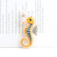 Exaggerated Funny Hippocampus Alloy Inlay Artificial Pearls Rhinestones Unisex Brooches main image 2