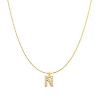Lady Letter Stainless Steel Plating Inlay Artificial Gemstones Pendant Necklace sku image 1