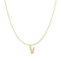 Lady Letter Stainless Steel Plating Inlay Artificial Gemstones Pendant Necklace sku image 2