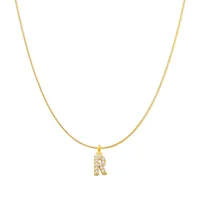 Lady Letter Stainless Steel Plating Inlay Artificial Gemstones Pendant Necklace sku image 19