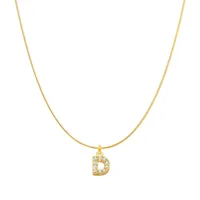 Lady Letter Stainless Steel Plating Inlay Artificial Gemstones Pendant Necklace sku image 6
