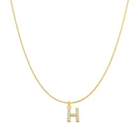 Lady Letter Stainless Steel Plating Inlay Artificial Gemstones Pendant Necklace sku image 10