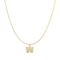 Lady Letter Stainless Steel Plating Inlay Artificial Gemstones Pendant Necklace sku image 23