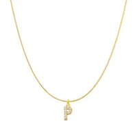 Lady Letter Stainless Steel Plating Inlay Artificial Gemstones Pendant Necklace sku image 17