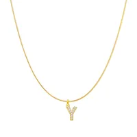 Lady Letter Stainless Steel Plating Inlay Artificial Gemstones Pendant Necklace sku image 25
