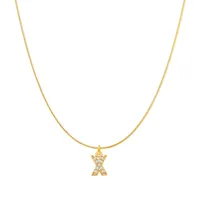 Lady Letter Stainless Steel Plating Inlay Artificial Gemstones Pendant Necklace sku image 24