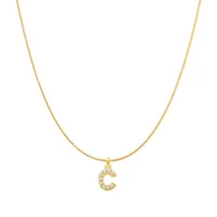 Lady Letter Stainless Steel Plating Inlay Artificial Gemstones Pendant Necklace sku image 5