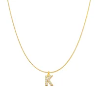 Lady Letter Stainless Steel Plating Inlay Artificial Gemstones Pendant Necklace sku image 13