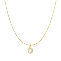 Lady Letter Stainless Steel Plating Inlay Artificial Gemstones Pendant Necklace sku image 16