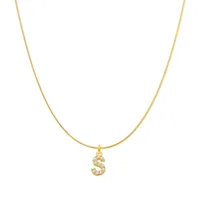 Lady Letter Stainless Steel Plating Inlay Artificial Gemstones Pendant Necklace sku image 20