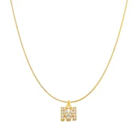Lady Letter Stainless Steel Plating Inlay Artificial Gemstones Pendant Necklace sku image 15