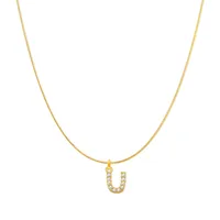 Lady Letter Stainless Steel Plating Inlay Artificial Gemstones Pendant Necklace sku image 22