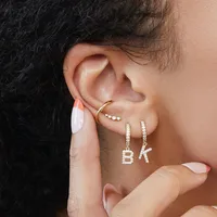 1 Piece Lady Letter Inlay Stainless Steel Zircon Earrings main image 2