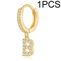1 Piece Lady Letter Inlay Stainless Steel Zircon Earrings sku image 9