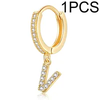1 Piece Lady Letter Inlay Stainless Steel Zircon Earrings sku image 22