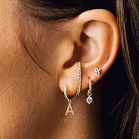 1 Piece Lady Letter Inlay Stainless Steel Zircon Earrings main image 1