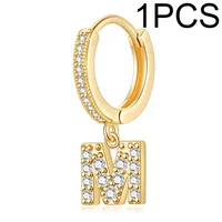 1 Piece Lady Letter Inlay Stainless Steel Zircon Earrings sku image 3
