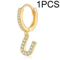1 Piece Lady Letter Inlay Stainless Steel Zircon Earrings sku image 21