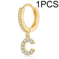 1 Piece Lady Letter Inlay Stainless Steel Zircon Earrings sku image 1