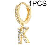 1 Piece Lady Letter Inlay Stainless Steel Zircon Earrings sku image 16