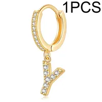 1 Piece Lady Letter Inlay Stainless Steel Zircon Earrings sku image 25
