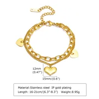 IG Style Elegant Heart Shape 304 Stainless Steel 18K Gold Plated Cable Chain Bracelets In Bulk sku image 3