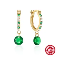1 Pair 925 Sterling Silver Zircon Round Earrings sku image 1