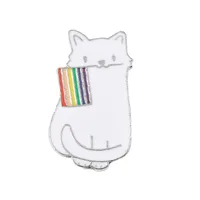 Japanese Cute Cartoon Enamel Bite Flag Kitty Brooch Animal Badge Ornament Clothes Simple Pin Buckle sku image 1
