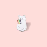 Japanese Cute Cartoon Enamel Bite Flag Kitty Brooch Animal Badge Ornament Clothes Simple Pin Buckle main image 2