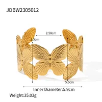 IG Style Retro Streetwear Butterfly 304 Stainless Steel Bangle In Bulk sku image 1