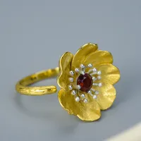 925 Sterling Silver Zircon Flower Rings main image 1
