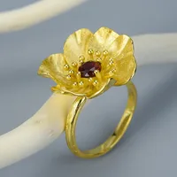 925 Sterling Silver Zircon Flower Rings sku image 1