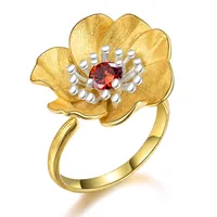 925 Sterling Silver Zircon Flower Rings main image 3