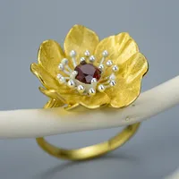 925 Sterling Silver Zircon Flower Rings main image 4